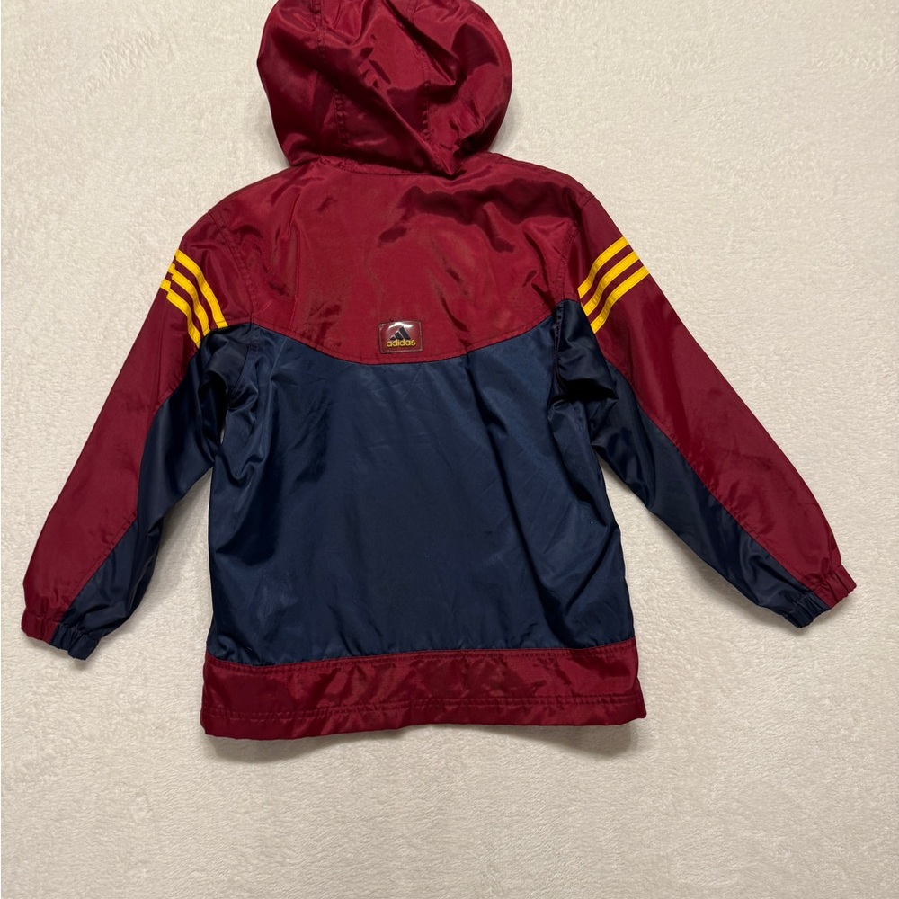 Youth Adidas 3 Stripe Pullover 1/4 Zip Jacket Maroon Hooded Size S - Picture 2 of 12